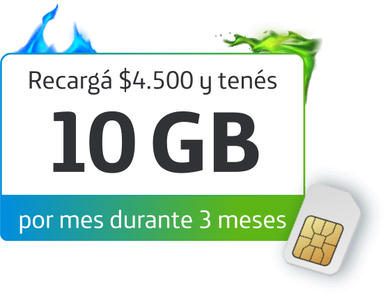 Recargá $4.500 y tenés 10 GB por mes durante 3 meses